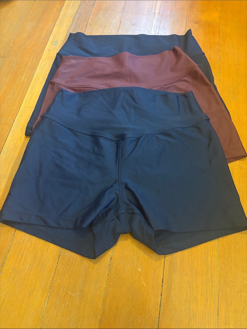 Women’s High-Waist Athletic Shorts - Black, navy and maroon